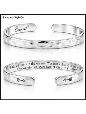 Inspirational Engraved Cuff Bracelet Surgical Stainless Steel Gift
